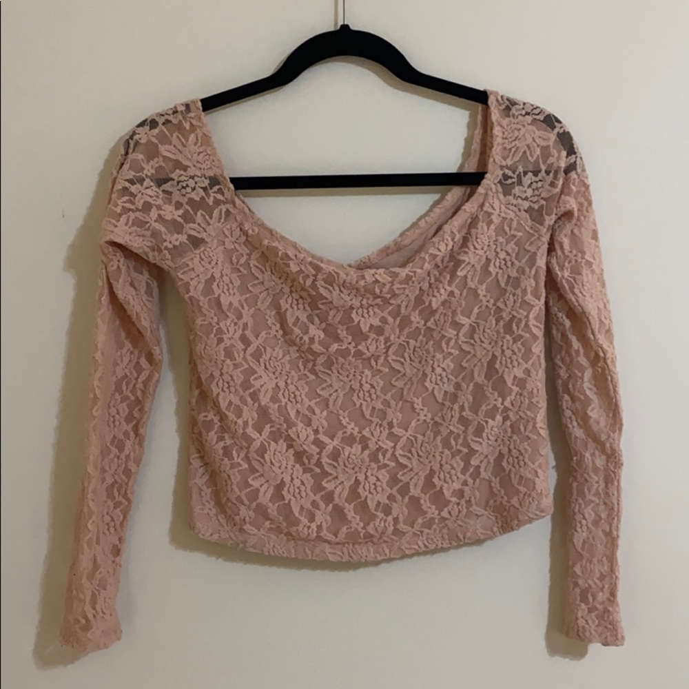 Urban Outfitters Pink Lace Crop Top - Picture 1 of 2